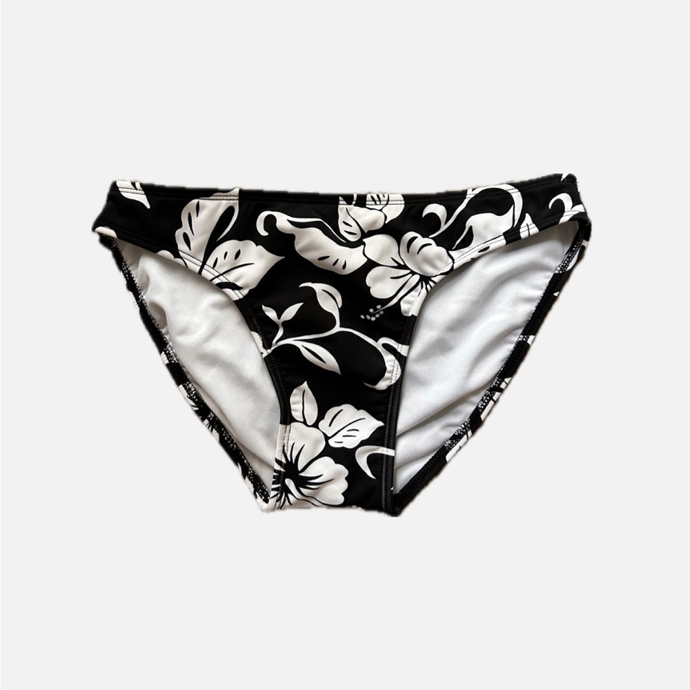 Size 6 Black and White Floral Bikini Bottom